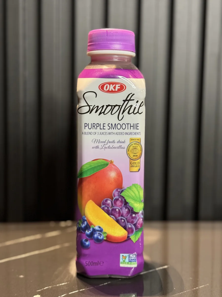 OKF Purple Korean smoothie bottle, showing its original label